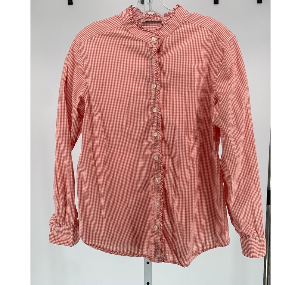 Avon ruffled gingham blouse 100% cotton Signature Collection red size XL 16